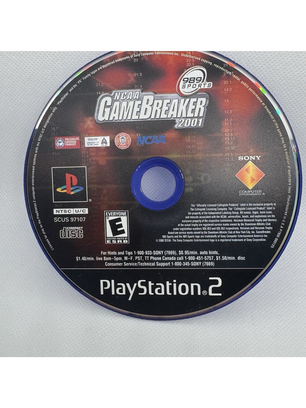 NCAA Gamebreaker 2001 Loose PS2 Games Disc Only No Case No Manual